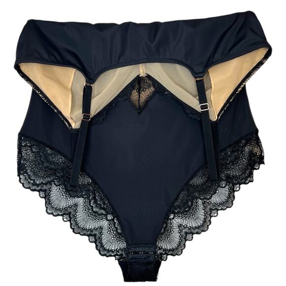 pinsy Sculpting Lace Bodysuit Sheer Mesh Shapewear Lingerie in Black W's Size XL - Picture 7 of 10